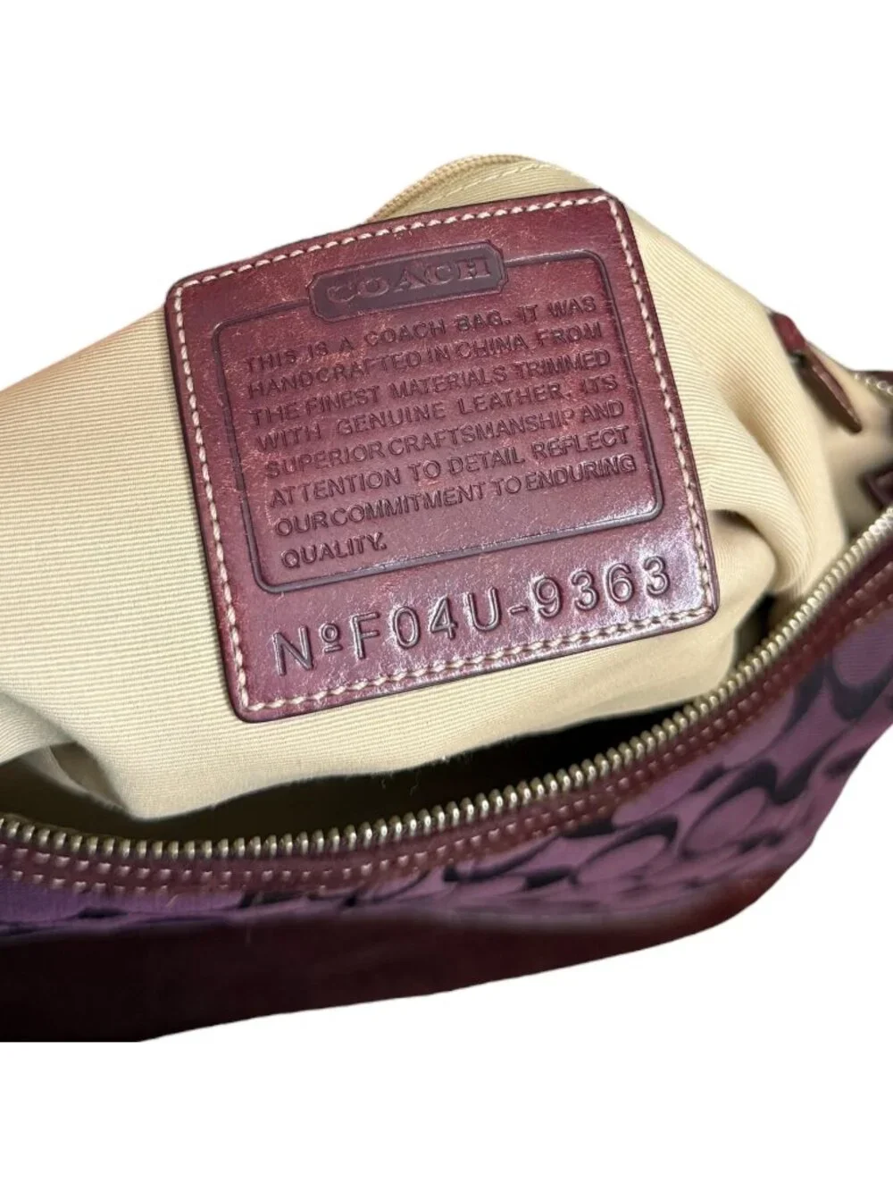 Vintage Y2K Coach 9363 Signature East West Shoulder Bag Tassel Purple Monogram‎